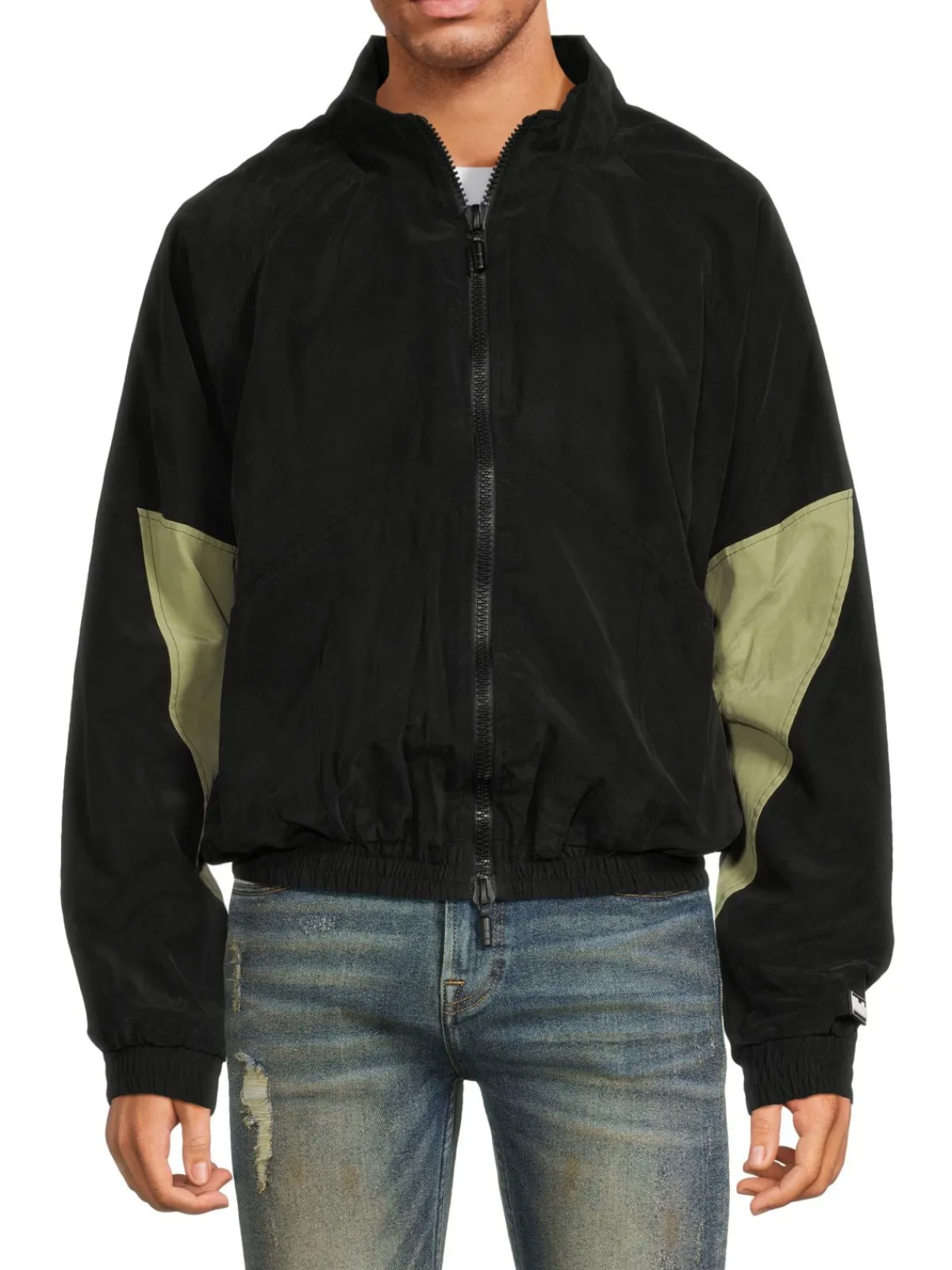 R H U D E Coats & Jackets|Mockneck Raglan Sleeve Jacket Black