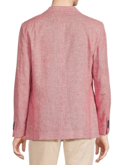 TailorByrd Blazers & Sportcoats|Modern Fit Houndstooth Linen Blend Sportcoat Red