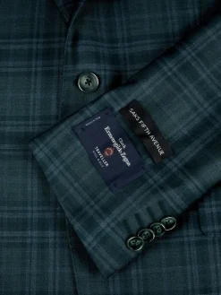 Saks Fifth Avenue Blazers & Sportcoats|Modern Fit Plaid Wool & Silk Blazer Dark Green