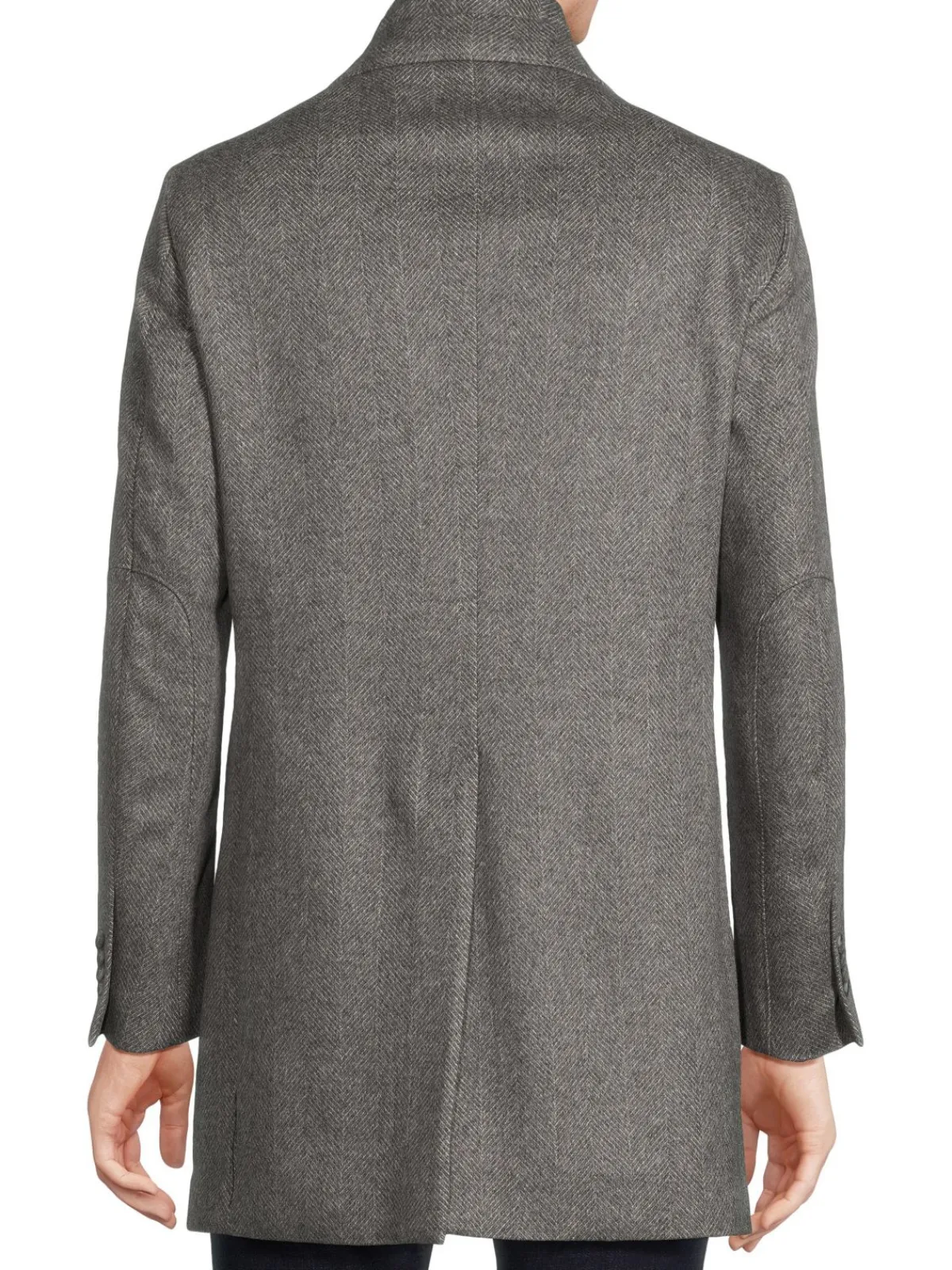 Saks Fifth Avenue Cashmere|Modern Fit Wool Blend Car Coat With Bib Grey
