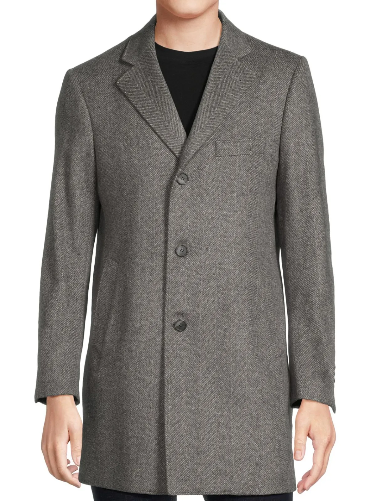 Saks Fifth Avenue Cashmere|Modern Fit Wool Blend Car Coat With Bib Grey