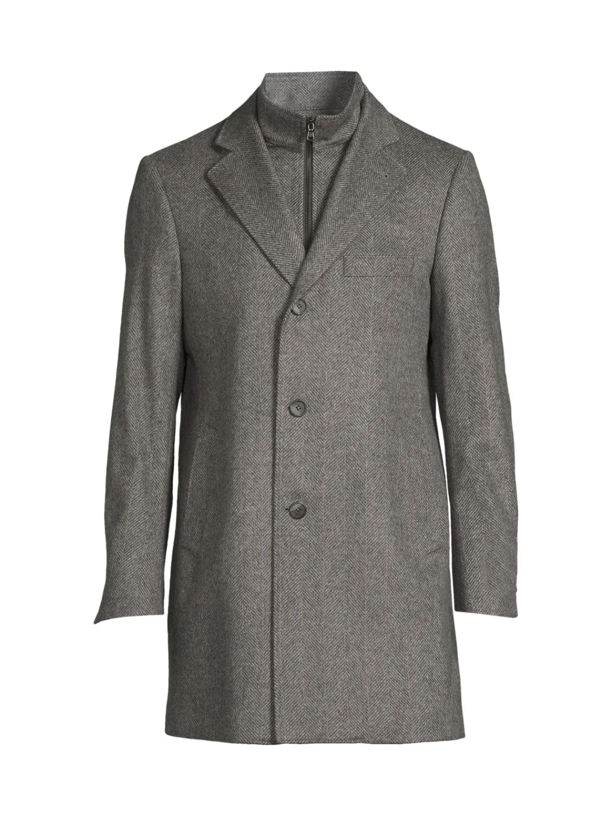 Saks Fifth Avenue Cashmere|Modern Fit Wool Blend Car Coat With Bib Grey