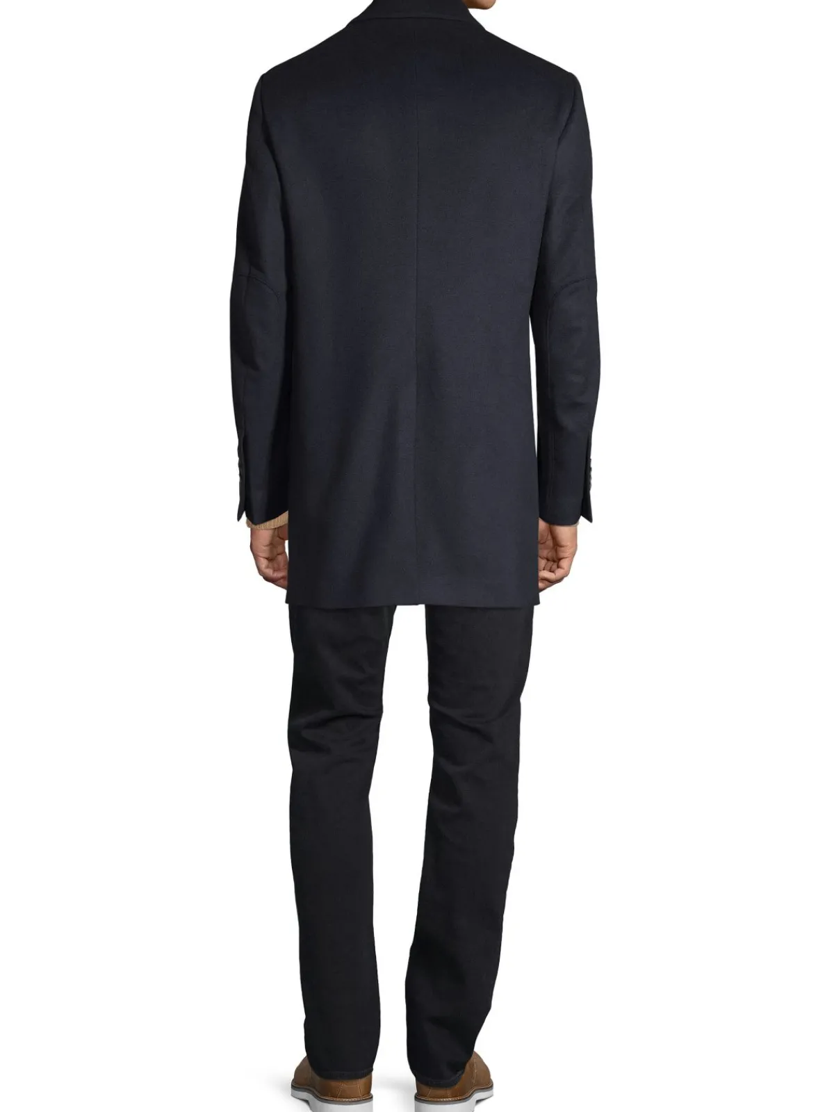 Saks Fifth Avenue Made in Italy Cashmere|Modern Fit Wool Blend Car Coat With Bib Navy Blazer