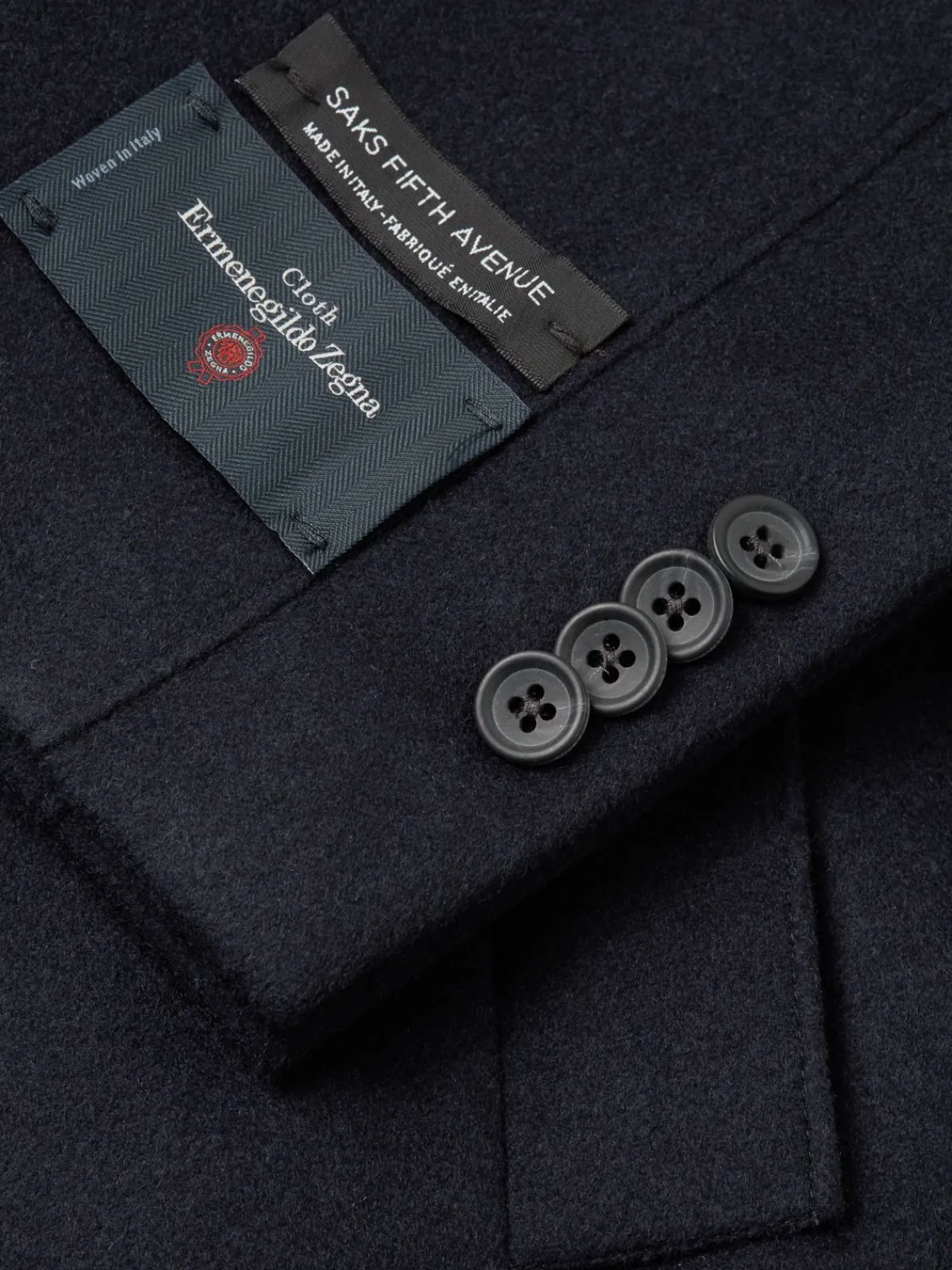 Saks Fifth Avenue Made in Italy Cashmere|Modern Fit Wool Blend Car Coat With Bib Navy Blazer
