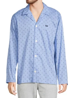 Polo Ralph Lauren Loungewear, Sleepwear & Robes|Monogram Button Down Pajama Shirt Blue