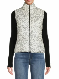 Women Calvin Klein Monogram Print Puffer Vest