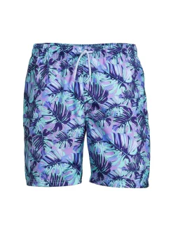 TailorByrd Swimwear|Monsterra Leaf Swim Shorts Blue