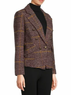 Women Central Park West Monte Plaid Dickie Twofer Hoodie Blazer
