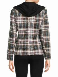 Women Central Park West Monte Plaid Dickie Twofer Hoodie Blazer
