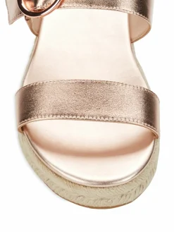 Stuart Weitzman Mykonos Metallic Leather Espadrille Sandals