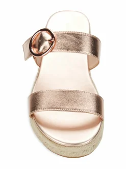 Stuart Weitzman Mykonos Metallic Leather Espadrille Sandals