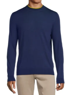 BOSS Sweaters|Nappi Crewneck Virgin Wool Sweater Navy