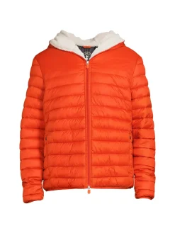Save the Duck Coats & Jackets|Nathan Faux Fur Lined & Hooded Puffer Jacket