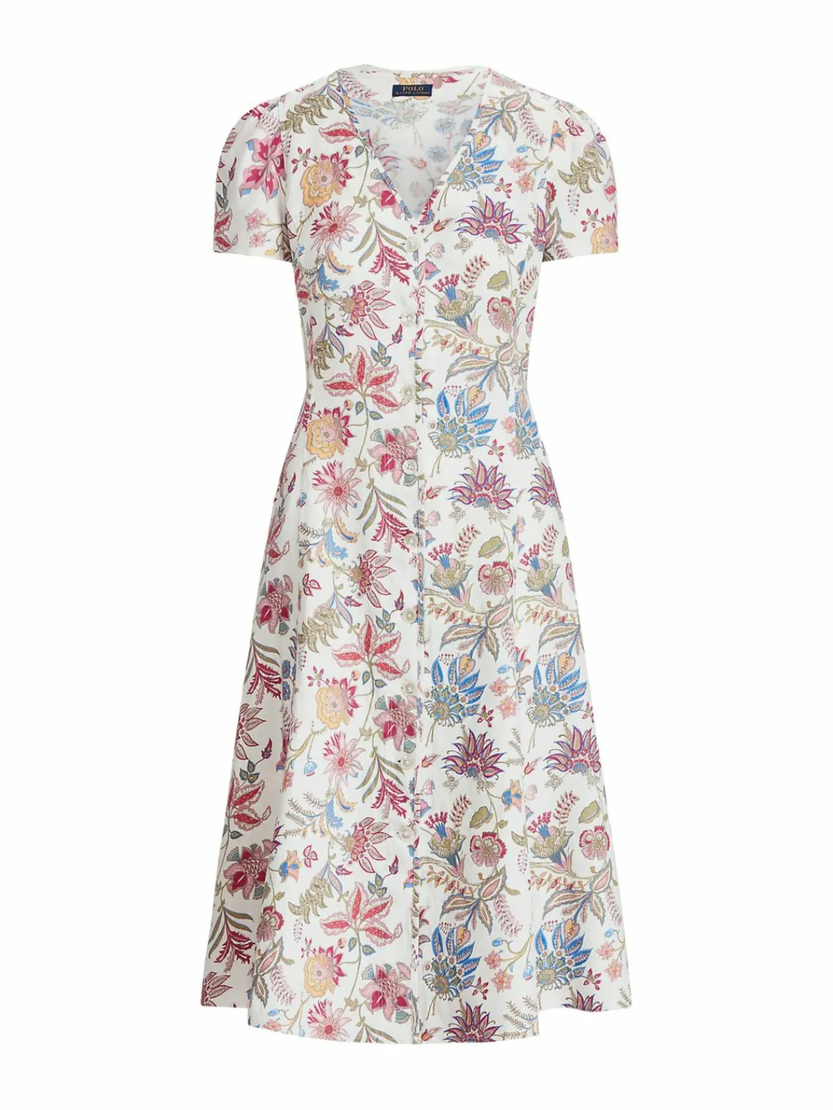 Women Polo Ralph Lauren Nea Paneled Floral Linen Midi Dress