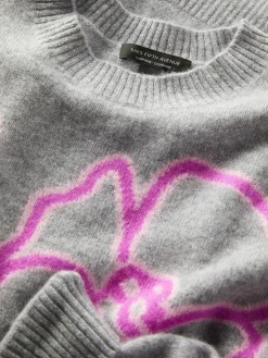 Women Saks Fifth Avenue Neon Floral Crewneck Cashmere Sweater