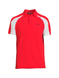 J.Lindeberg Polos|Nial Two Tone Logo Polo Fiery Red