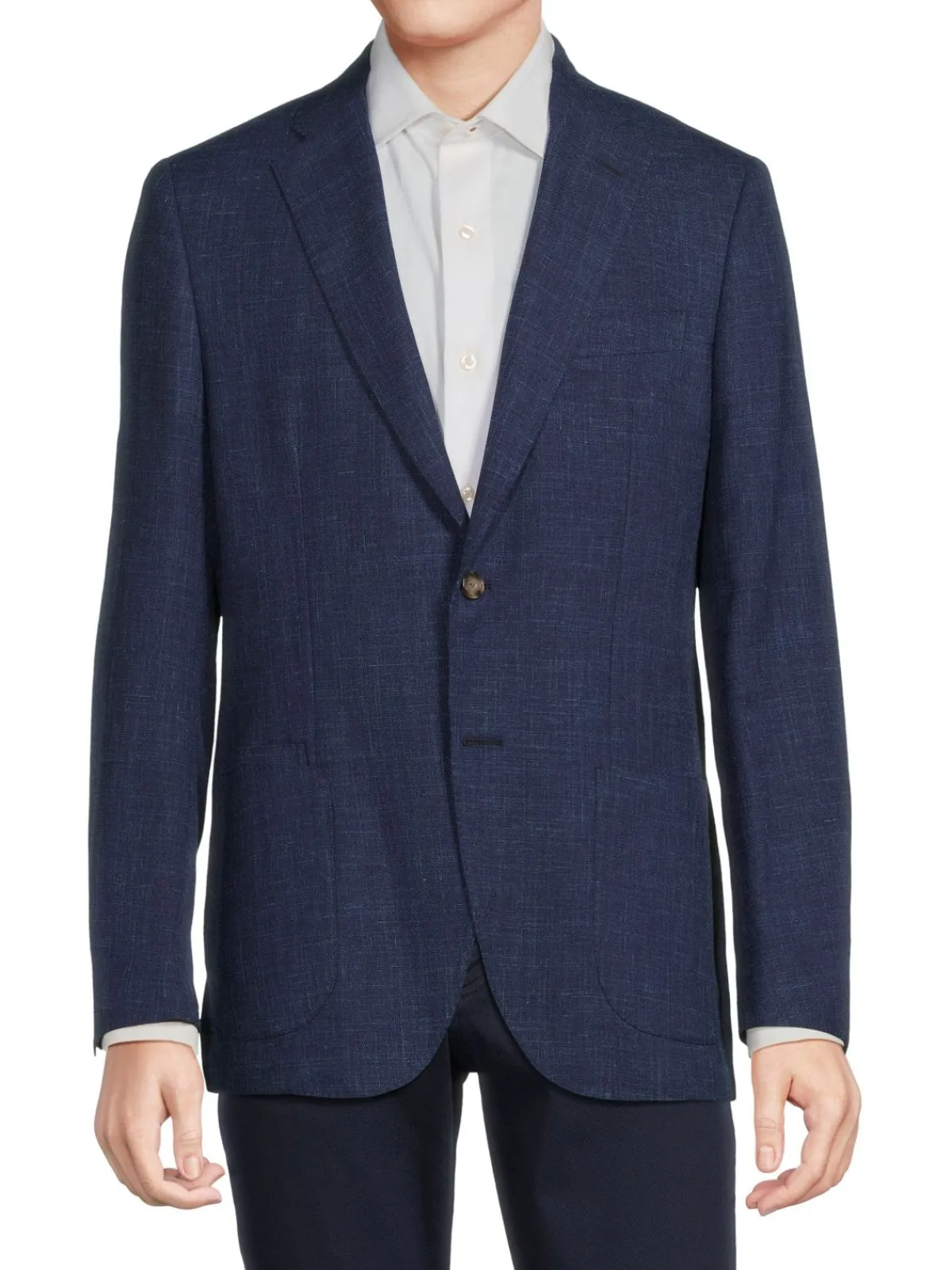 Luciano Barbera Blazers & Sportcoats|Notch Lapel Wool Blend Blazer Navy