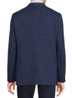 Luciano Barbera Blazers & Sportcoats|Notch Lapel Wool Blend Blazer Navy