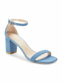 Stuart Weitzman Nudistcurve Denim Ankle Strap Sandals