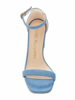 Stuart Weitzman Nudistcurve Denim Ankle Strap Sandals