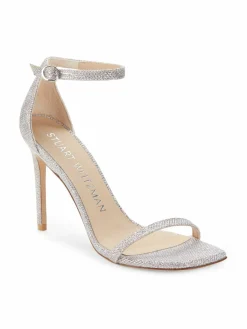 Stuart Weitzman Nudistcurve Textured Ankle Strap Sandals