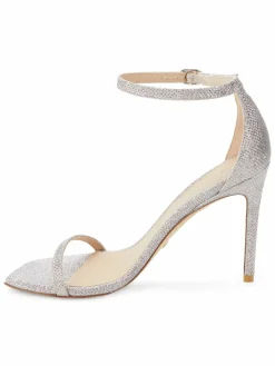 Stuart Weitzman Nudistcurve Textured Ankle Strap Sandals