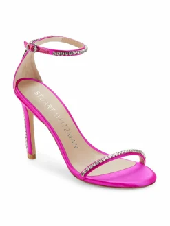 Stuart Weitzman Nudistglam 100 Embellished Satin Sandals