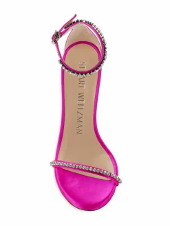 Stuart Weitzman Nudistglam 100 Embellished Satin Sandals