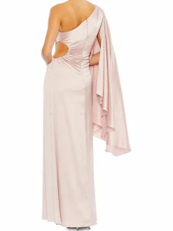 Women Mac Duggal One Shoulder Draped Column Gown