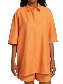 Women Loulou Studio Oversized Linen Blend Shirt