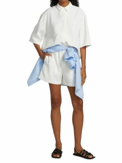 Women Loulou Studio Oversized Linen Blend Shirt