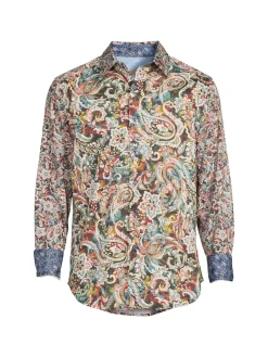 Robert Graham Casual Button-Down Shirts|Paisley Button Down Shirt White Multi