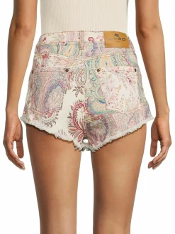 Women Etro Paisley Patchwork Denim Shorts