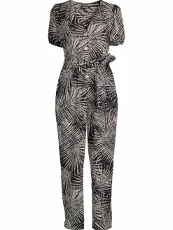 Women Kensie Palm Print Belted Jumpsuit