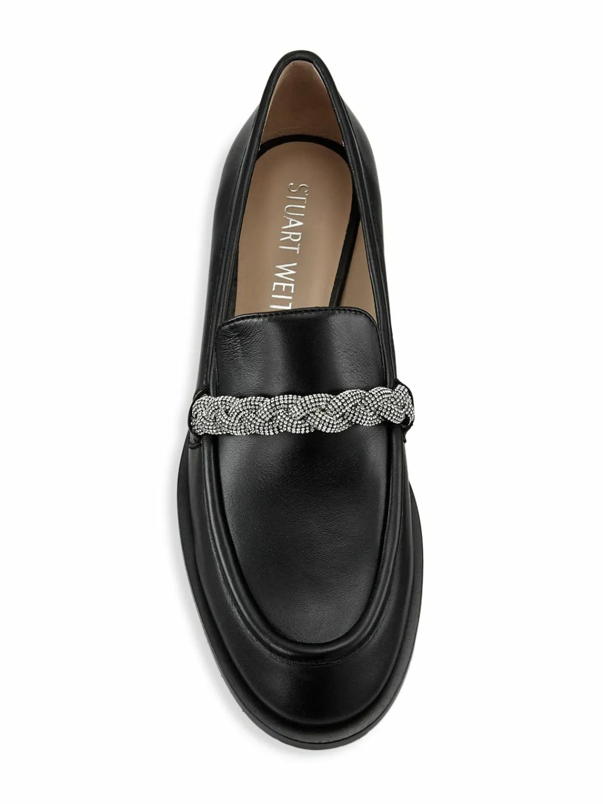 Stuart Weitzman Palmer Crystal-Embellished Leather Loafers