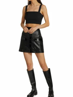 Women Staud Paper Faux Leather Miniskirt