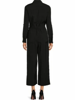 Women Max Studio Peachskin Belted Cropped Jumpsuit