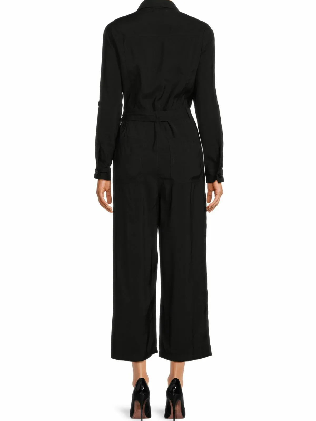 Women Max Studio Peachskin Belted Cropped Jumpsuit