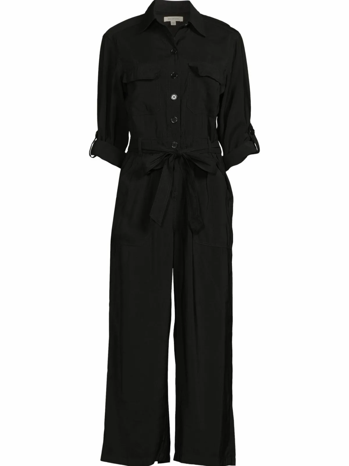 Women Max Studio Peachskin Belted Cropped Jumpsuit
