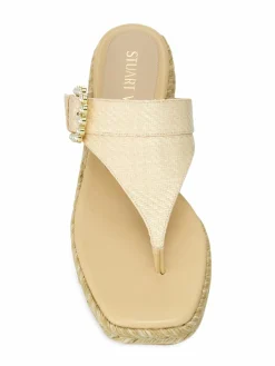 Stuart Weitzman Pearl Buckle Espadrille Sandals