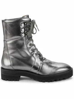 Stuart Weitzman Pearly Metallic Leather Combat Boots