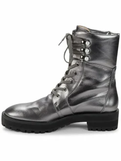 Stuart Weitzman Pearly Metallic Leather Combat Boots