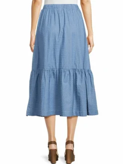 Women Line & Dot Phoebe Chevron Pattern A Line Midi Skirt