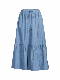 Women Line & Dot Phoebe Chevron Pattern A Line Midi Skirt