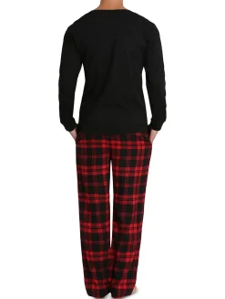 SLEEPHERO Loungewear, Sleepwear & Robes|2-Piece Henley Tee & Buffalo Check Pants Pajama Set Red