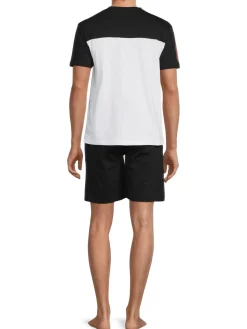 cavalli CLASS Loungewear, Sleepwear & Robes|2-Piece Lightning Bolt Logo Tee & Shorts Set Black