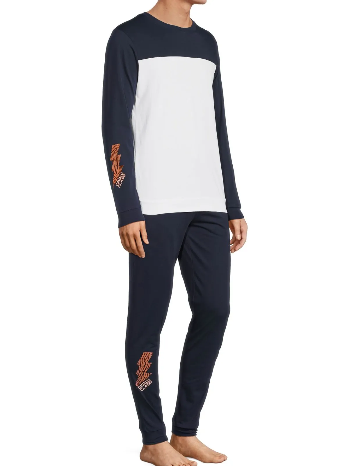 cavalli CLASS Loungewear, Sleepwear & Robes|2-Piece Lightning Bolt Sweatshirt & Joggers Set Blue