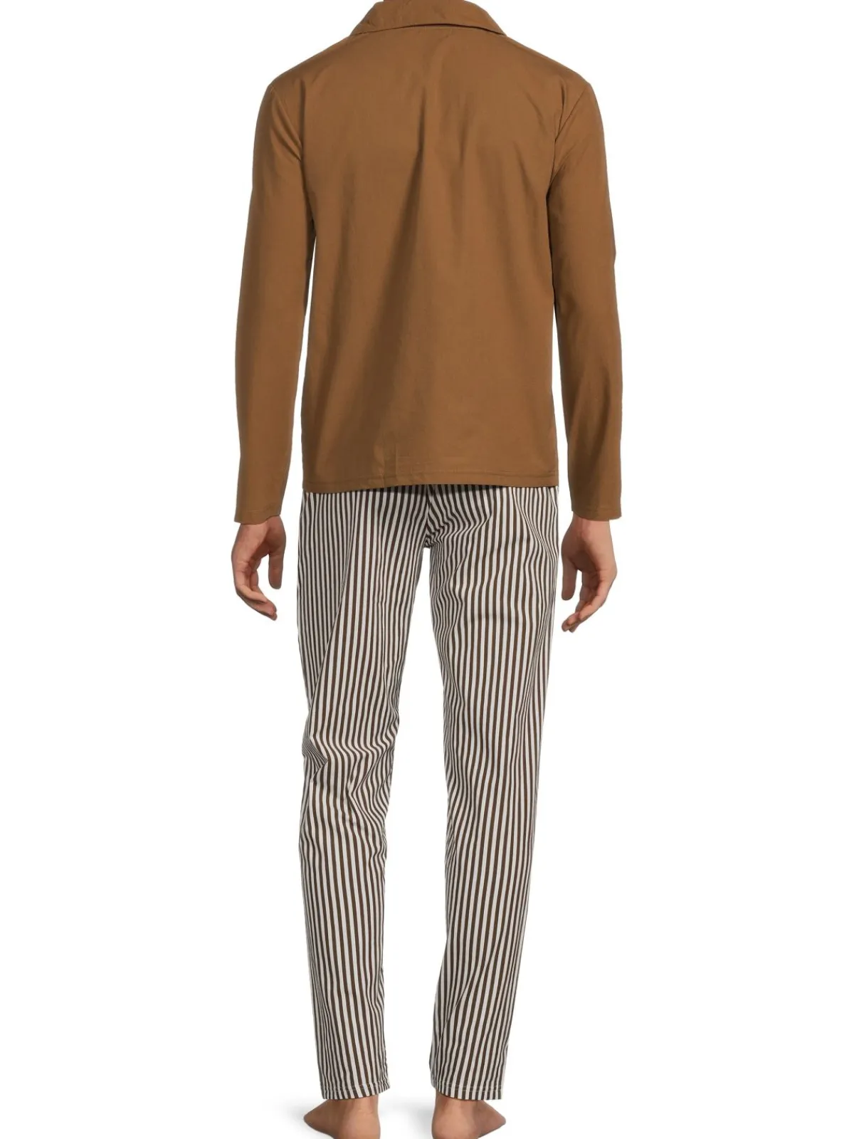 cavalli CLASS Loungewear, Sleepwear & Robes|2-Piece Logo & Striped Pajama Set Camel