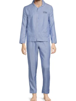cavalli CLASS Loungewear, Sleepwear & Robes|2-Piece Logo Pajama Set Light Blue