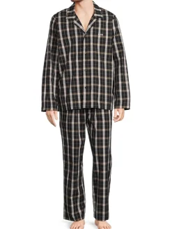 BOSS Loungewear, Sleepwear & Robes|2-Piece Plaid Check Pajama Set Black Beige